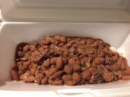 Red beans with one sausage.