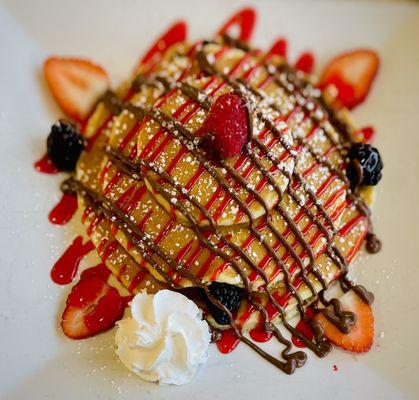 Strawberry Nutella Pancakes for my birthday surprise