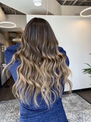 2 rows of beaded weft extensions & balayage