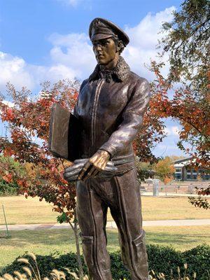 The 7' Flyboy statue, a WW II Army Air Corps navigator.