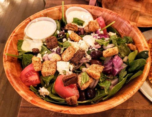 Mediterranean Garden Salad at Old Dayton Pizza at Riverside Hideaway