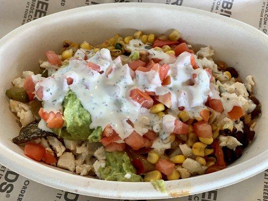 White burrito chicken bowl