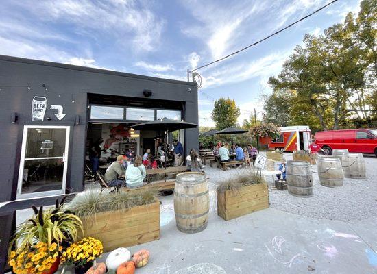 Front of brewery, located in back of building.