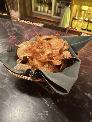 Homemade chips at the bar