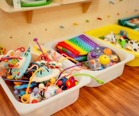 sensory toys and busy cubes