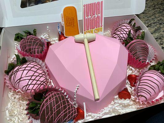 Heart shaped chocolate box. Love how fresh the strawberries are and they are dipped all the way in chocolate.