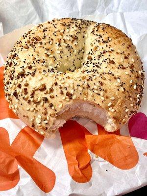 Everything bagel with cream cheese