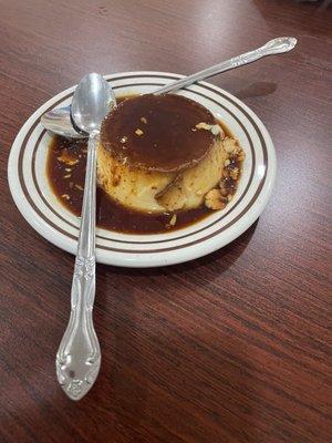 Flan with a deep caramel/coffee flavor