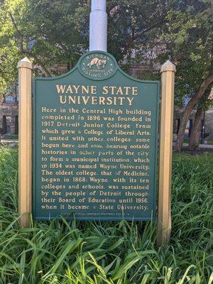 Wayne State University Historical Marker, Detroit