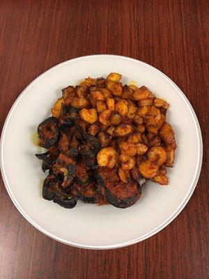 Diced plantain with snail and shrimp fried and slow cooked in a specially made African sauce.