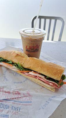 Combination Baguette Sandwich with Iced Coffee