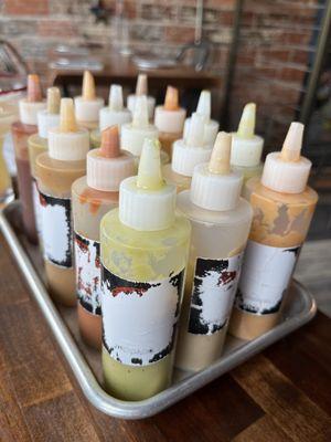 A variety of house made sauces!