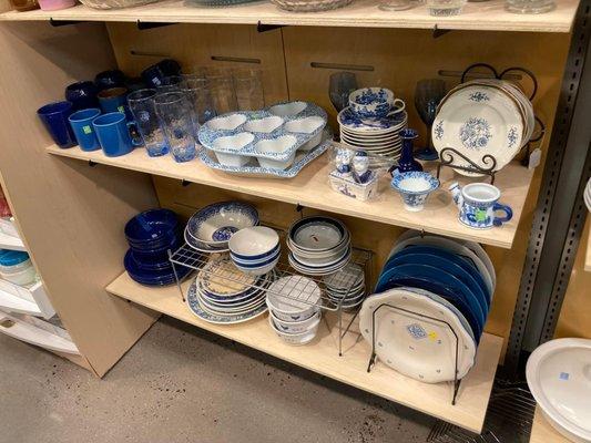 We have home goods galore check out these beautiful blue plates and dishes