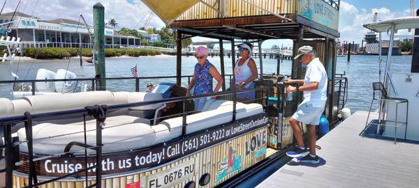 Rene on the pontoon boat