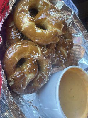 Pretzel with beer cheese