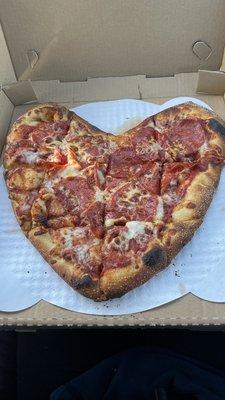 Heart pizza for Valentine's Day 14 in.