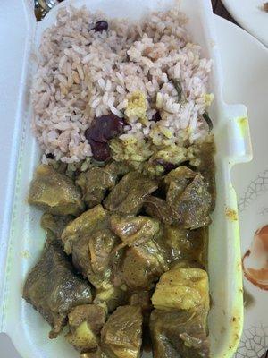 Curry goat with rice