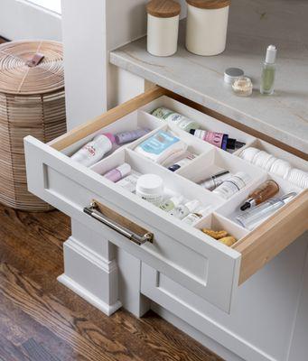 Our everyday drawer inserts are a perfect fit for this primary bathroom organization