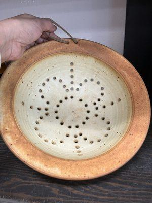 Handmade pottery collander