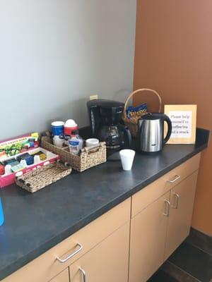 What a great little beverage/snack station for those of us who choose to stick around while our car is serviced!