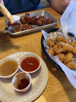 Cheese curds with Carmel sauce