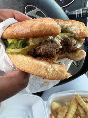 Burger and fries