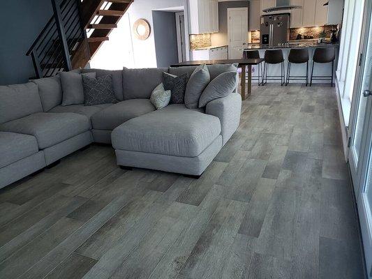 Wood look tile is a great, durable flooring option.