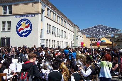 Celebration of the new solar panel (the mayor was there)