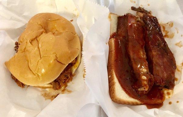 Pork sandwich and rib sandwich: so good!