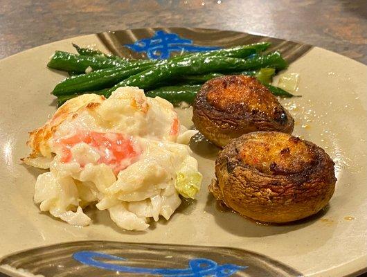 Stuffed mushroom, baked crab