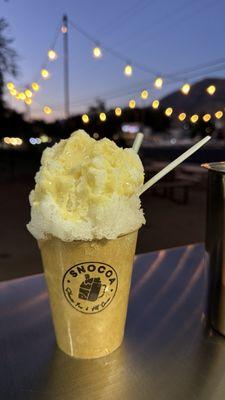 Shave ice with dairy free sweetened condensed coconut milk