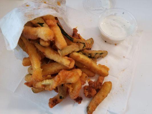 Zucchini fries a bit oily. $4.75