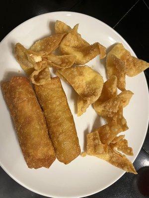 21. Egg Roll and 28. Crab Rangoon