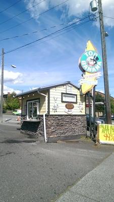 Small, drive-thru espresso stand; CASH or CHECK only!