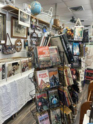 Books, records, wall art, VHS tapes, and more