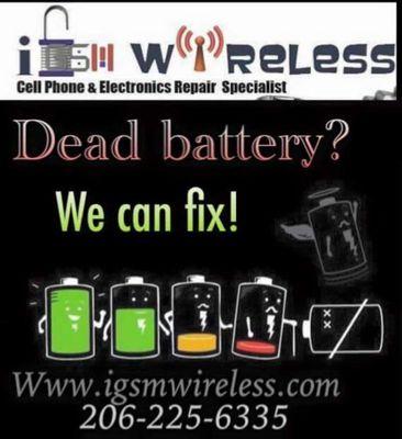 Battery replacement service available for most smartphones and electronics.