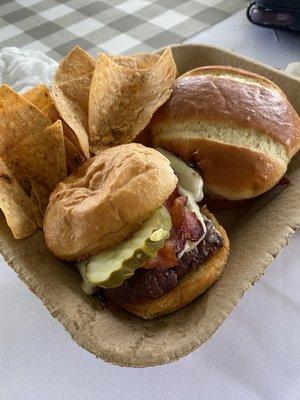 Slider and Pulled Pork, chips