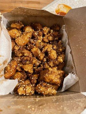 Popcorn chicken (large portion via carry out)