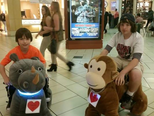 Kid's had a blast riding around the mall - $12 for both of them for 15 minutes of simple fun!