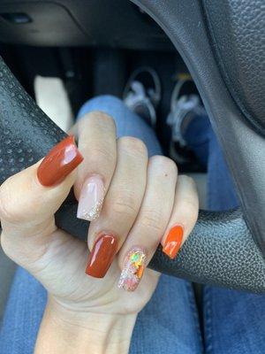 Fall themed square nails