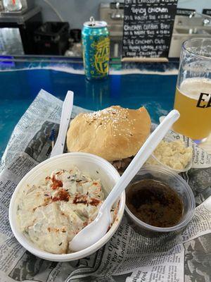 Nor-Easter with potato salad (note the cup of horseradish)