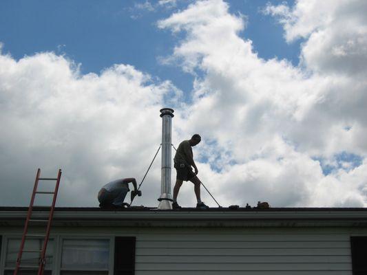 Chimney install through roof