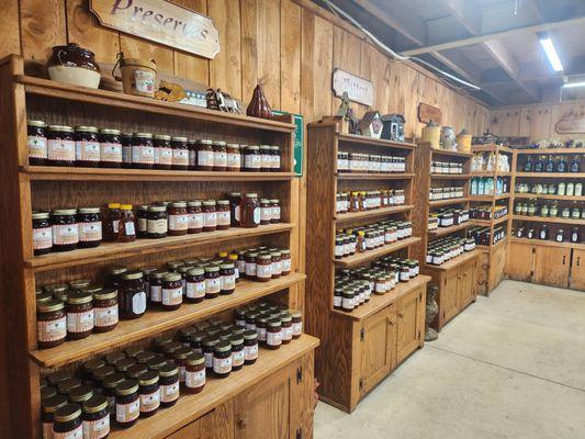 Inside store preserves, syrups, pickled vegetables etc