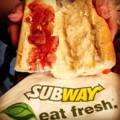 Subway-Freeway Dr. In Reidsville NC's Version Of A "BLT Sub" - Owner Says You Have To Specifically Say You Want Lettuce & Tomato