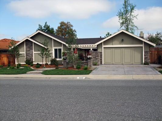 Masonry veneer on house & complete landscaping