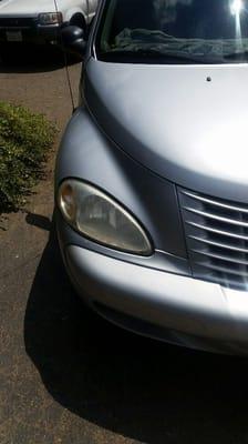 I also offer headlight restoration normally at no charge with a windshield repair. (Before pic)