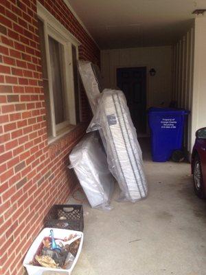 I paid for a delivery service to set up my new mattress and boxspring and remove the old ones. They left it outside without contacting me.