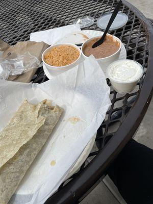 Green Chili Burrito rice and beans