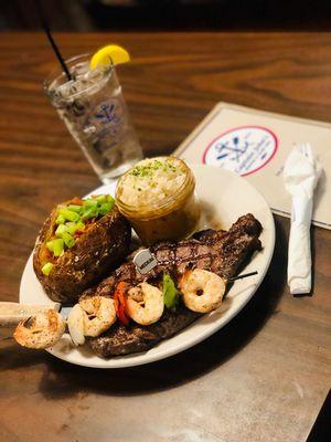 12oz Ribeye w/ Shrimp Skewer & Side of Etouffee