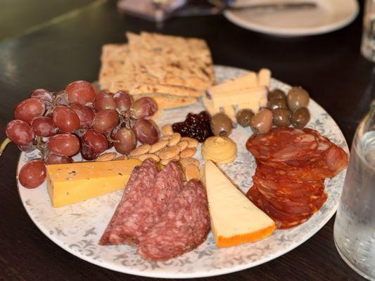 Meat and cheese charcuterie plate